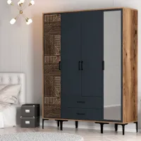 Dulap pentru haine Trendy Kumsal PTR 160 x 47.5 x 201.4 / PAL melaminat / Walnut photo 5
