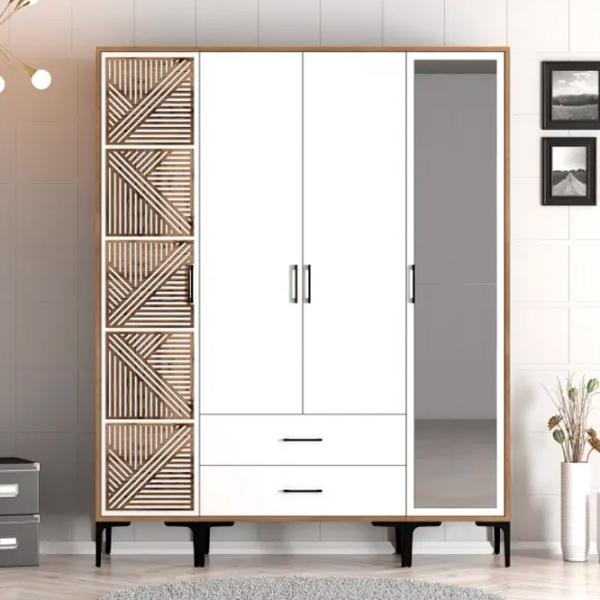 Dulap pentru haine Trendy Kumsal PTR 160 x 47.5 x 201.4 / PAL melaminat / Walnut photo 3