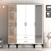 Dulap pentru haine Trendy Kumsal PTR 160 x 47.5 x 201.4 / PAL melaminat / Walnut photo 3
