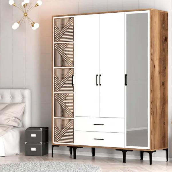 Dulap pentru haine Trendy Kumsal PTR 160 x 47.5 x 201.4 / PAL melaminat / Walnut photo 5