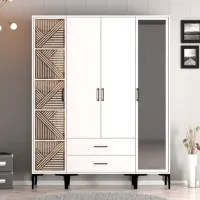 Dulap pentru haine Trendy Kumsal PTR 160 x 47.5 x 201.4 / PAL melaminat / White photo 3