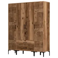 Dulap pentru haine Trendy Kumsal PTP 160 x 47.5 x 201.4 / PAL melaminat / Walnut