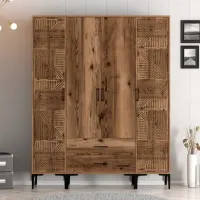 Dulap pentru haine Trendy Kumsal PTP 160 x 47.5 x 201.4 / PAL melaminat / Walnut photo 3
