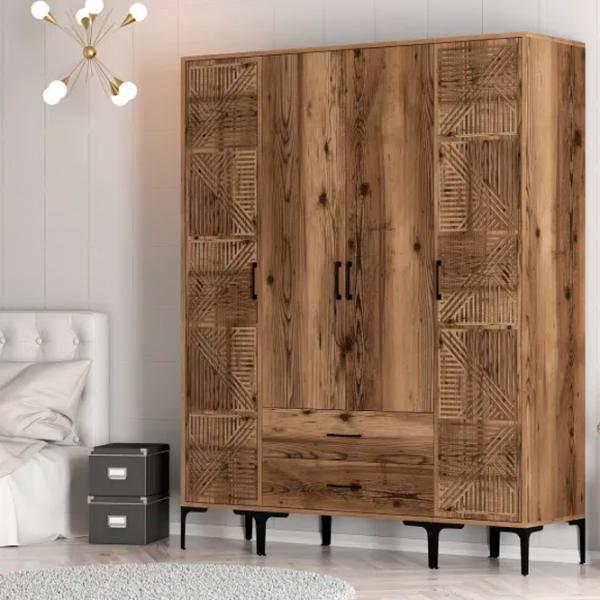 Dulap pentru haine Trendy Kumsal PTP 160 x 47.5 x 201.4 / PAL melaminat / Walnut photo 5