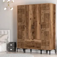 Dulap pentru haine Trendy Kumsal PTP 160 x 47.5 x 201.4 / PAL melaminat / Walnut photo 5