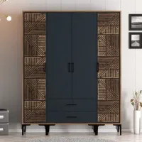 Dulap pentru haine Trendy Kumsal PTP 160 x 47.5 x 201.4 / PAL melaminat / Walnut photo 3
