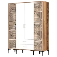 Dulap pentru haine Trendy Kumsal PTP 160 x 47.5 x 201.4 / PAL melaminat / Walnut
