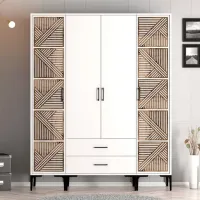 Dulap pentru haine Trendy Kumsal PTP 160 x 47.5 x 201.4 / PAL melaminat / White photo 3