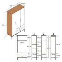 Dulap pentru haine Trendy Kumsal PT 120 x 47.5 x 201.4 / PAL melaminat / Walnut photo 2