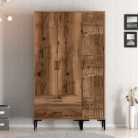 Dulap pentru haine Trendy Kumsal PT 120 x 47.5 x 201.4 / PAL melaminat / Walnut photo 4