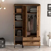Dulap pentru haine Trendy Kumsal PT 120 x 47.5 x 201.4 / PAL melaminat / Walnut photo 5