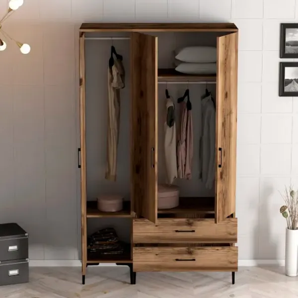 Dulap pentru haine Trendy Kumsal PT 120 x 47.5 x 201.4 / PAL melaminat / Walnut photo 6