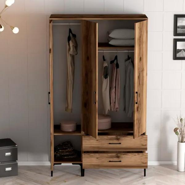 Dulap pentru haine Trendy Kumsal PT 120 x 47.5 x 201.4 / PAL melaminat / Walnut photo 6