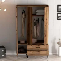 Dulap pentru haine Trendy Kumsal PT 120 x 47.5 x 201.4 / PAL melaminat / Walnut photo 6