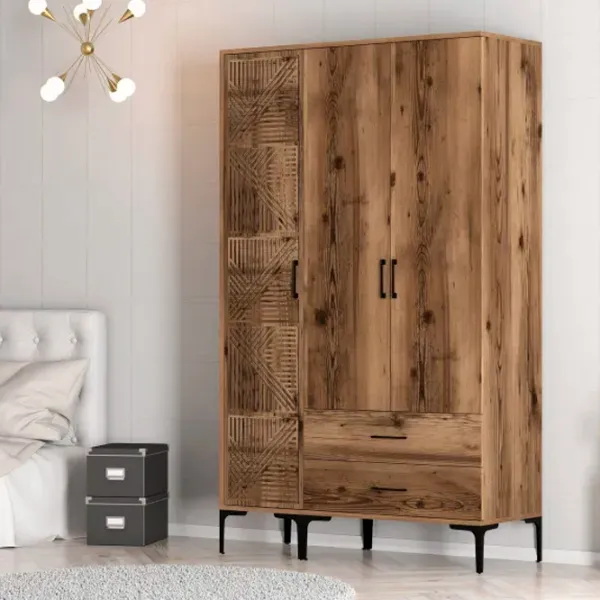 Dulap pentru haine Trendy Kumsal PT 120 x 47.5 x 201.4 / PAL melaminat / Walnut photo 7