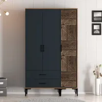 Dulap pentru haine Trendy Kumsal PT 120 x 47.5 x 201.4 / PAL melaminat / Walnut photo 5