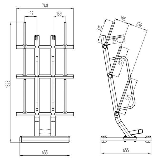 Suport pentru gantere HMS STR40 280 kg / Metal photo 4