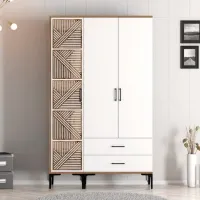 Dulap pentru haine Trendy Kumsal PT 120 x 47.5 x 201.4 / PAL melaminat / Walnut photo 3