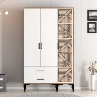 Dulap pentru haine Trendy Kumsal PT 120 x 47.5 x 201.4 / PAL melaminat / Walnut photo 4