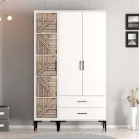 Dulap pentru haine Trendy Kumsal PT 120 x 47.5 x 201.4 / PAL melaminat / White photo 3