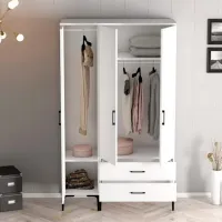 Dulap pentru haine Trendy Kumsal PT 120 x 47.5 x 201.4 / PAL melaminat / White photo 6