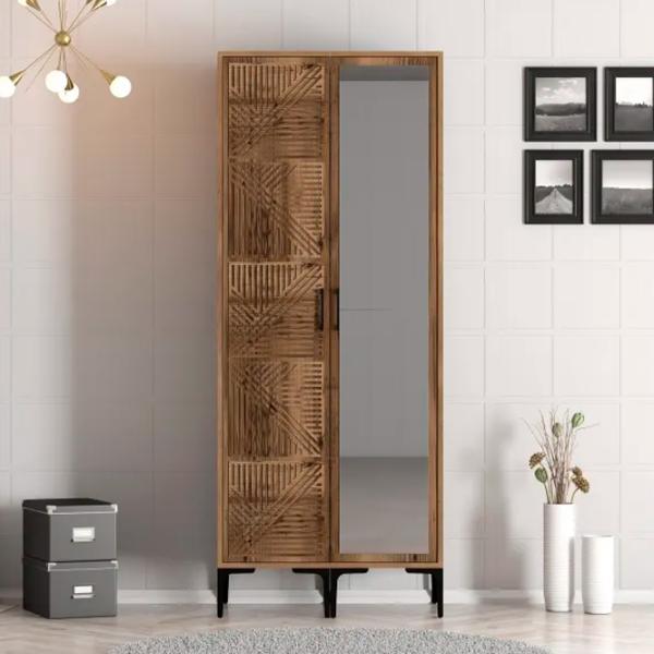 Dulap pentru haine Trendy Kumsal PR 80 x 47.5 x 201.4 / PAL melaminat / Walnut photo 3