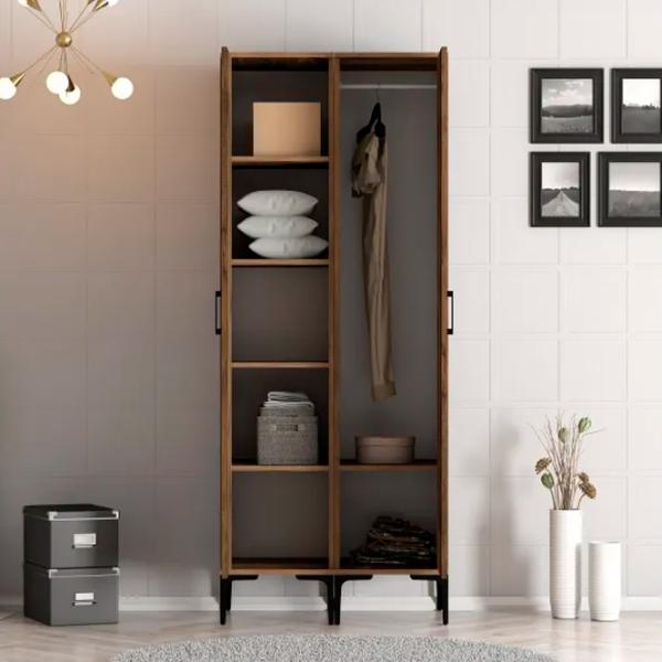 Dulap pentru haine Trendy Kumsal PR 80 x 47.5 x 201.4 / PAL melaminat / Walnut photo 4