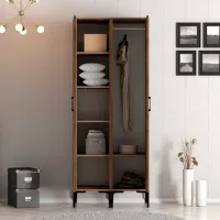 Dulap pentru haine Trendy Kumsal PR 80 x 47.5 x 201.4 / PAL melaminat / Walnut photo 4