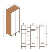 Dulap pentru haine Trendy Kumsal PR 80 x 47.5 x 201.4 / PAL melaminat / Walnut photo 2