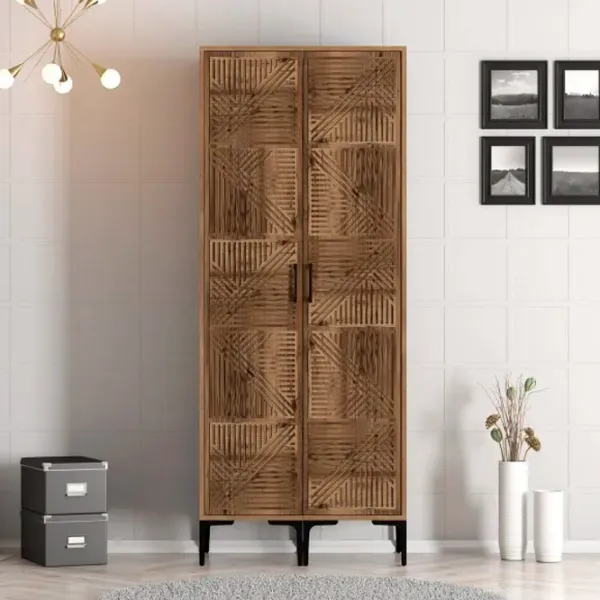 Dulap pentru haine Trendy Kumsal PP 80 x 47.5 x 201.4 / PAL melaminat / Walnut photo 3