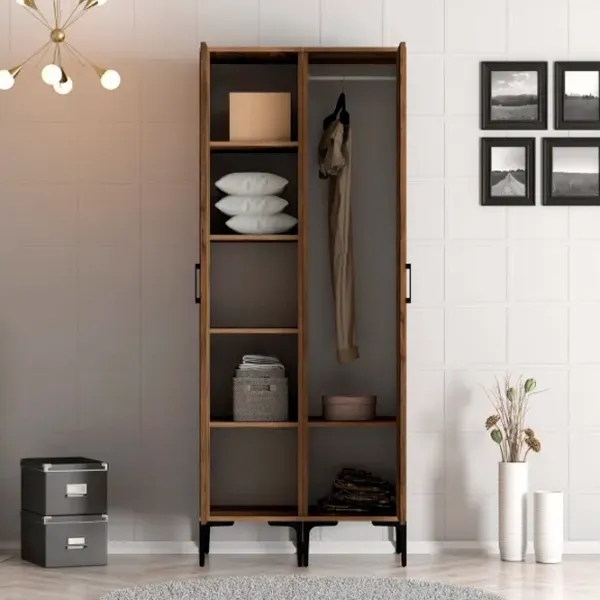 Dulap pentru haine Trendy Kumsal PP 80 x 47.5 x 201.4 / PAL melaminat / Walnut photo 4