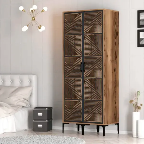 Dulap pentru haine Trendy Kumsal PP 80 x 47.5 x 201.4 / PAL melaminat / Walnut photo 5