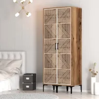 Dulap pentru haine Trendy Kumsal PP 80 x 47.5 x 201.4 / PAL melaminat / Walnut photo 5