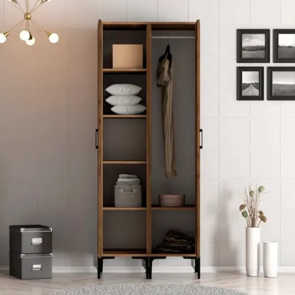 Dulap pentru haine Trendy Kumsal PS 80 x 47.5 x 201.4 / PAL melaminat / Walnut photo 4