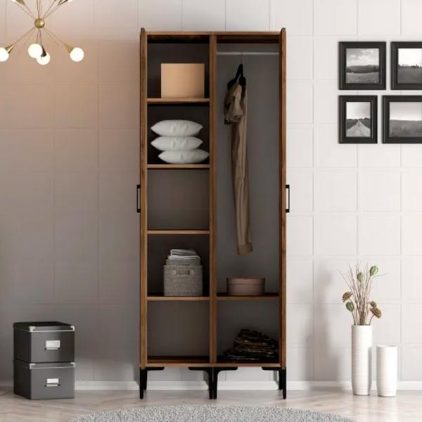 Dulap pentru haine Trendy Kumsal PS 80 x 47.5 x 201.4 / PAL melaminat / Walnut photo 4