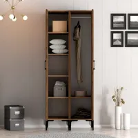 Dulap pentru haine Trendy Kumsal PS 80 x 47.5 x 201.4 / PAL melaminat / Walnut photo 4