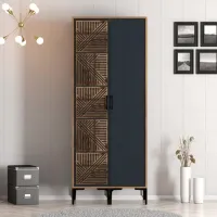 Dulap pentru haine Trendy Kumsal PS 80 x 47.5 x 201.4 / PAL melaminat / Walnut photo 3