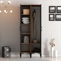 Dulap pentru haine Trendy Kumsal PS 80 x 47.5 x 201.4 / PAL melaminat / Walnut photo 4