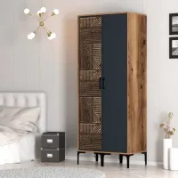 Dulap pentru haine Trendy Kumsal PS 80 x 47.5 x 201.4 / PAL melaminat / Walnut photo 5
