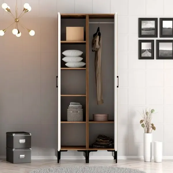 Dulap pentru haine Trendy Kumsal PS 80 x 47.5 x 201.4 / PAL melaminat / Walnut photo 4