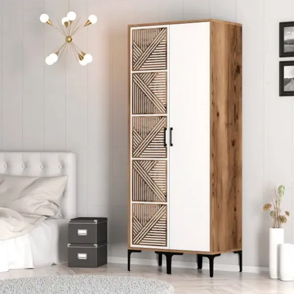 Dulap pentru haine Trendy Kumsal PS 80 x 47.5 x 201.4 / PAL melaminat / Walnut photo 5