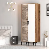 Dulap pentru haine Trendy Kumsal PS 80 x 47.5 x 201.4 / PAL melaminat / Walnut photo 5