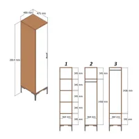 Dulap pentru haine Trendy Kumsal P 40 x 47.5 x 201.4 / PAL melaminat / Walnut photo 2