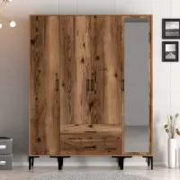 Dulap pentru haine Trendy Kumsal STR 160 x 47.5 x 201.4 / PAL melaminat / Walnut photo 3