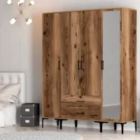 Dulap pentru haine Trendy Kumsal STR 160 x 47.5 x 201.4 / PAL melaminat / Walnut photo 4