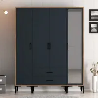Dulap pentru haine Trendy Kumsal STR 160 x 47.5 x 201.4 / PAL melaminat / Walnut photo 3