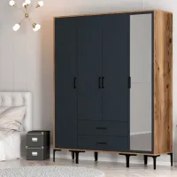 Dulap pentru haine Trendy Kumsal STR 160 x 47.5 x 201.4 / PAL melaminat / Walnut photo 5