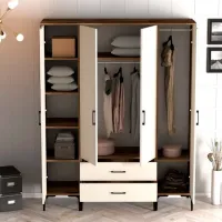 Dulap pentru haine Trendy Kumsal STR 160 x 47.5 x 201.4 / PAL melaminat / Walnut photo 4