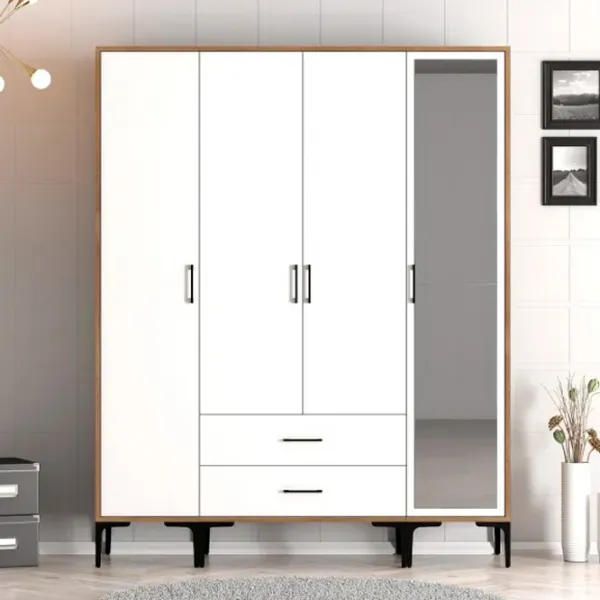 Dulap pentru haine Trendy Kumsal STR 160 x 47.5 x 201.4 / PAL melaminat / Walnut photo 3