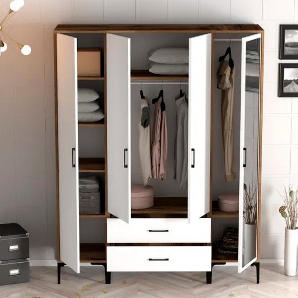 Dulap pentru haine Trendy Kumsal STR 160 x 47.5 x 201.4 / PAL melaminat / Walnut photo 4